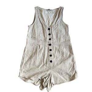 Madewell Linen Romper Womens 0 VNeck Button Down Boho‎ Sleeveless